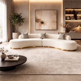 White Curved Sofa with Beige Pillows | OROA Modern Frontier