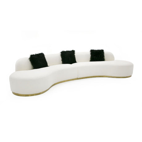 White Curved Sofa with Black Pillows | OROA Modern Frontier