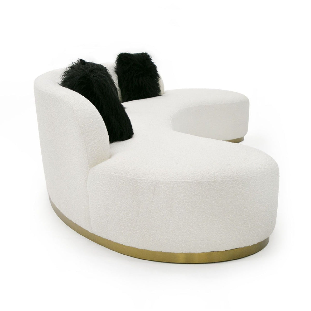 White Curved Sofa with Black Pillows | OROA Modern Frontier