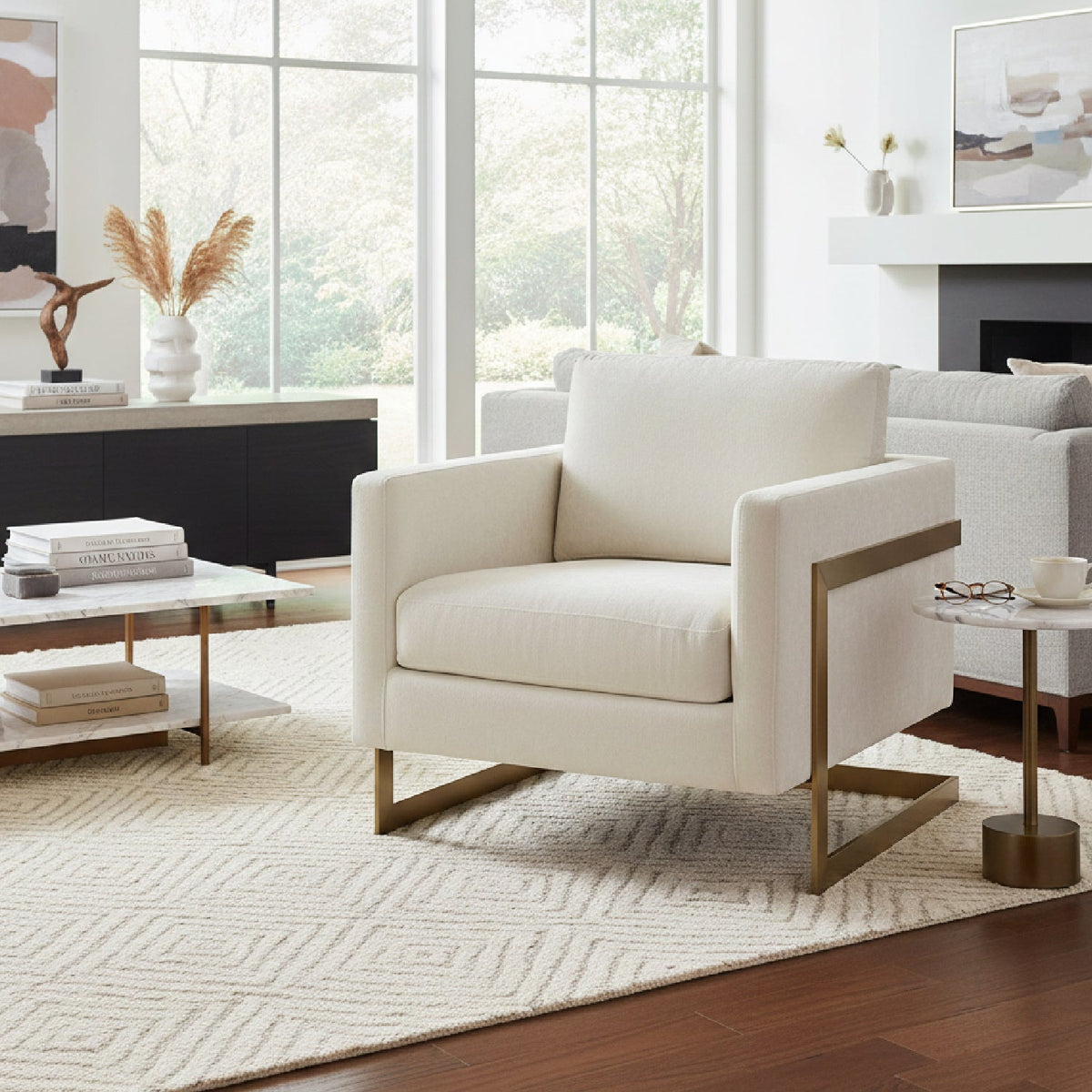 Metal Framed Square Accent Chair | OROA Modern Prince