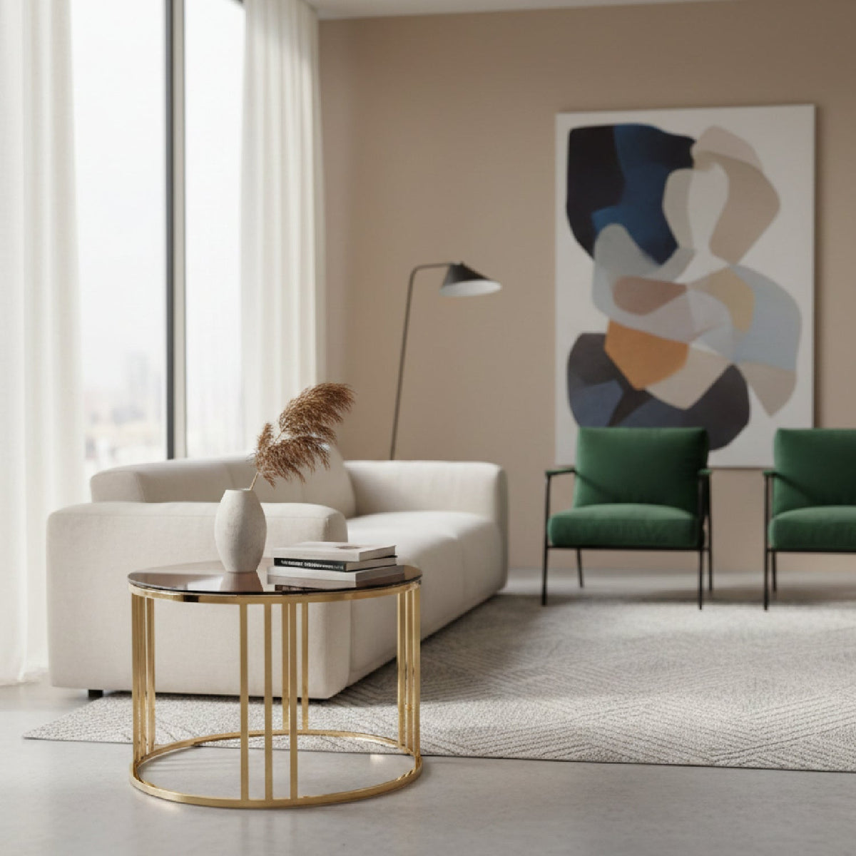 Gold Glass Round End Table | OROA Modern Alondra