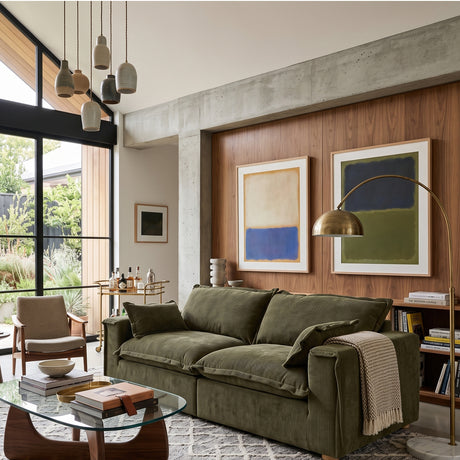 Green Fabric 3-Seater Sofa | OROA Modern Durbin