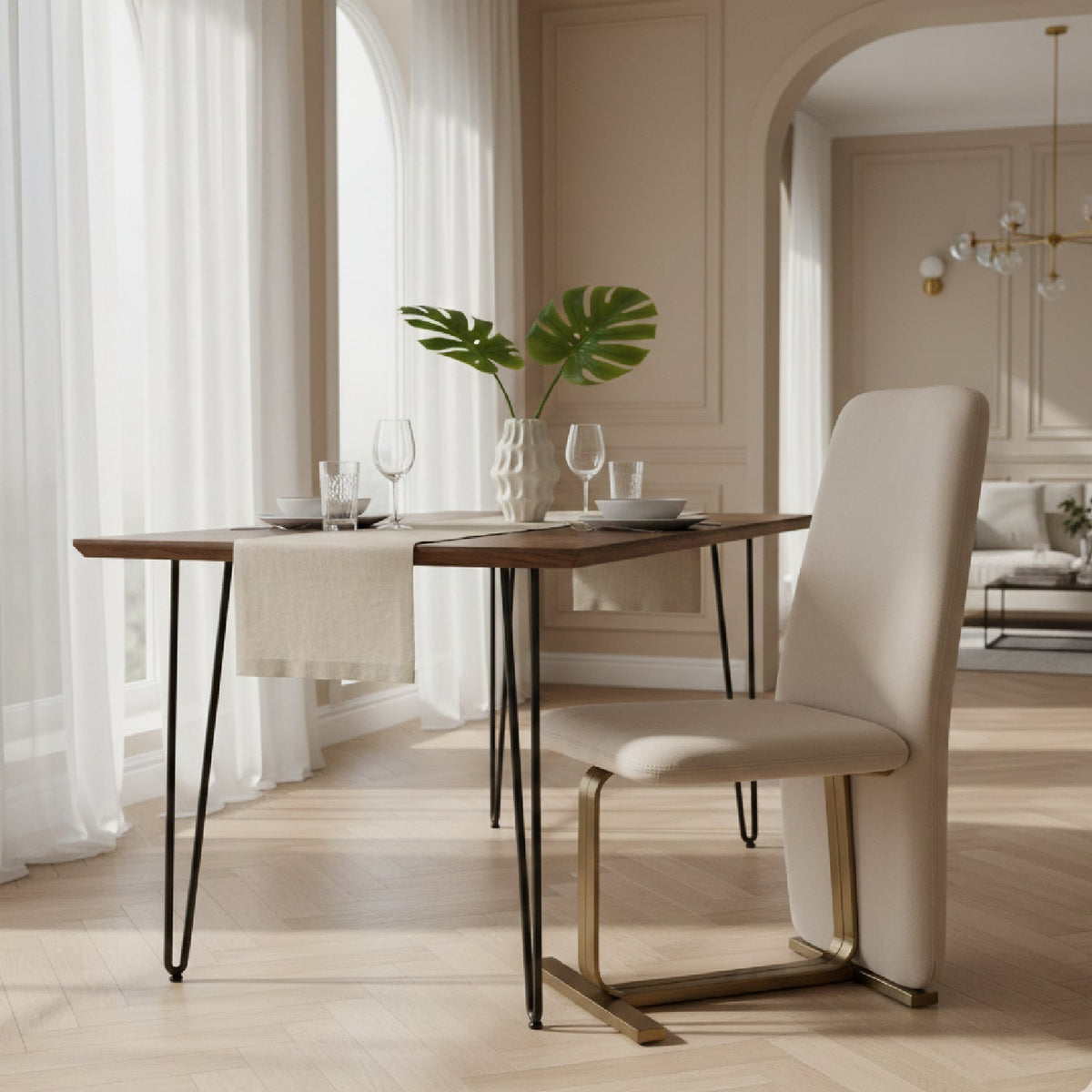Linen Upholstered Dining Chair Set (2) | OROA Modern Tasha