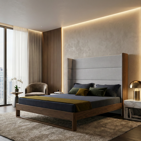 Gray Cotton Twill Bed | OROA Modern Helenora