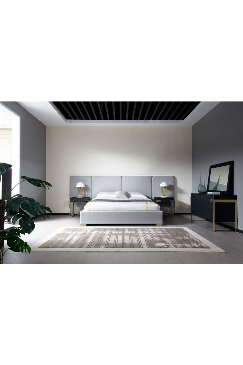 Gray Linen Eastern King Bed | OROA Modern Athena | Oroa.com