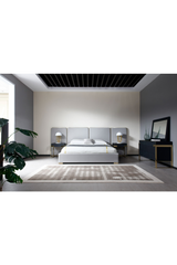Gray Linen Eastern King Bed | OROA Modern Athena | Oroa.com