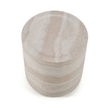 Round Travertine End Table | OROA Modern Cozad