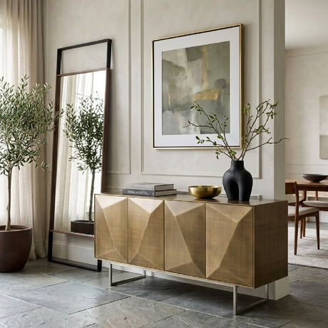 Faceted Antique Brass Sideboard | OROA Modern Vanguard