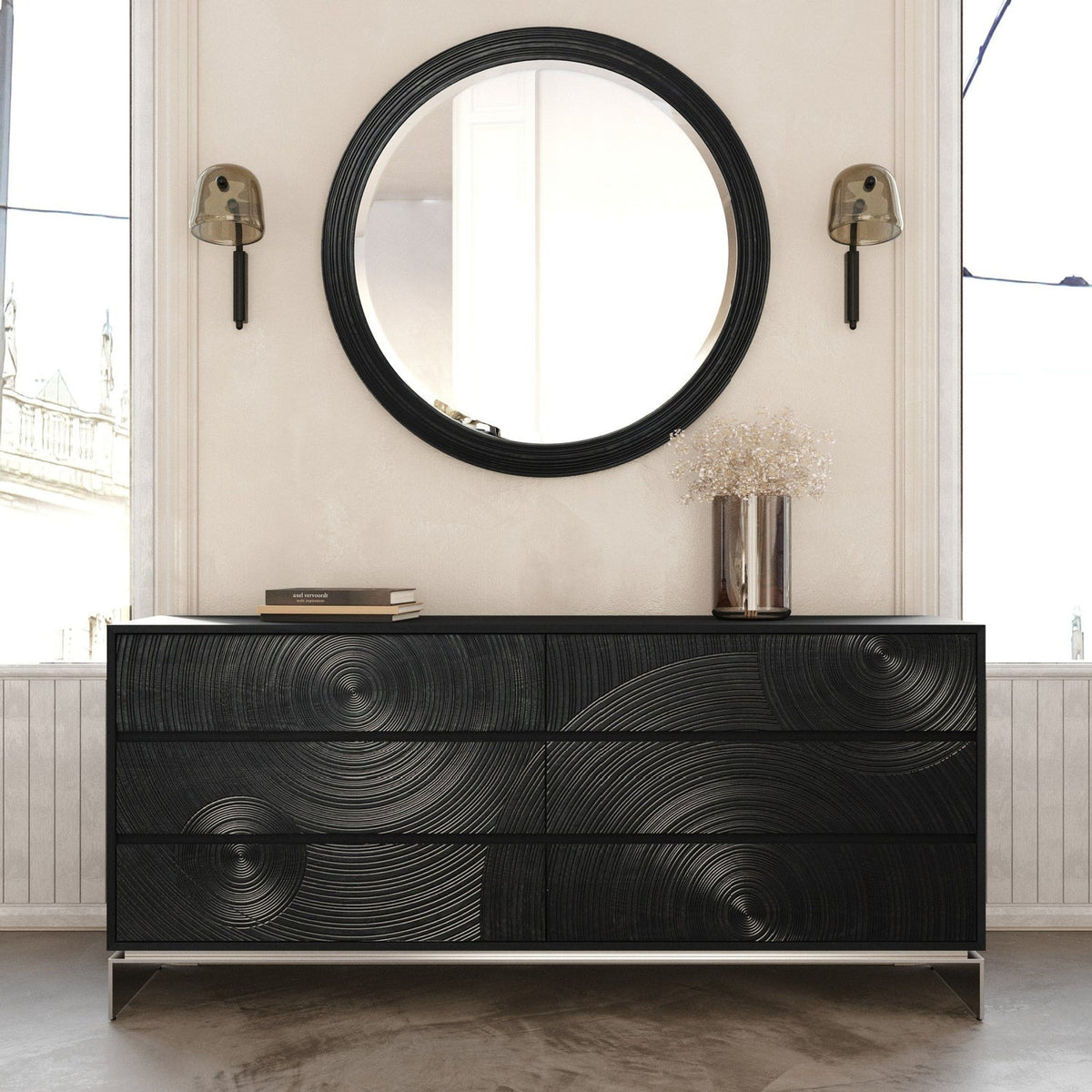 Matte Black Ash 6-Drawer Dresser | OROA Modern Cirque