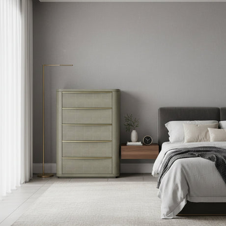 Beige Shagreen 5-Drawer Chest | OROA Modern Lois | Oroa.com