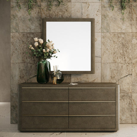 Beige Shagreen 6-Drawer Dresser | OROA Modern Lois