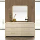 Beige Vegan Leather 6-Drawer Dresser | OROA Modern Florence