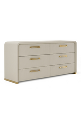 Beige Vegan Leather 6-Drawer Dresser | OROA Modern Florence | Oroa.com