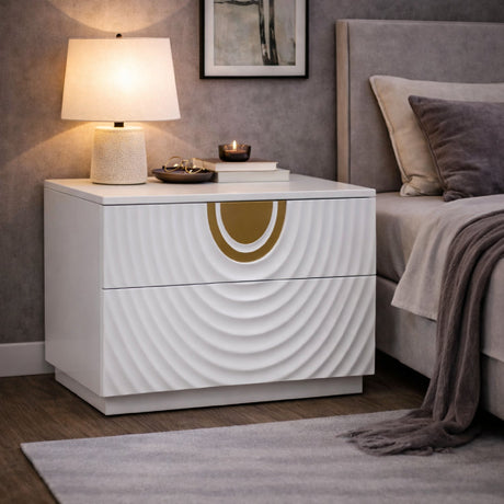 White 2-Drawer Nightstand | OROA Modern N1869