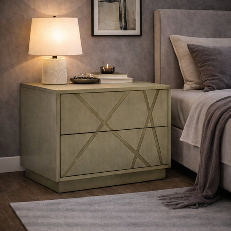 Birch Veneer 2-Drawer Nightstand | OROA Modern Nixa
