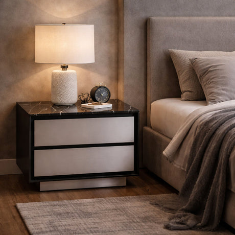 2-Drawer Aluminum Nightstand | OROA Modern Concord