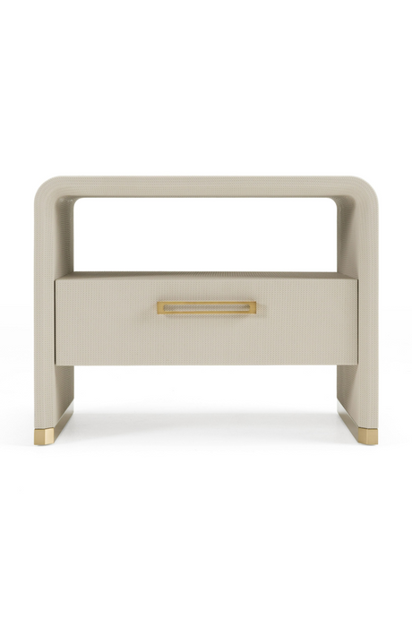 Beige Vegan Leather Nightstand | OROA Modern Florence | Oroa.com