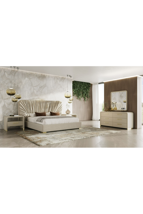 Beige Vegan Leather Nightstand | OROA Modern Florence | Oroa.com