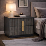 Distressed Black 2-Drawer Nightstand | OROA Modern Hortman