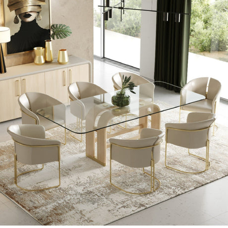 Oak Base Glass Dining Table | OROA Modern Florence