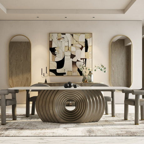 Bronze Fiberglass Base Dining Table | OROA Modern Moorgate