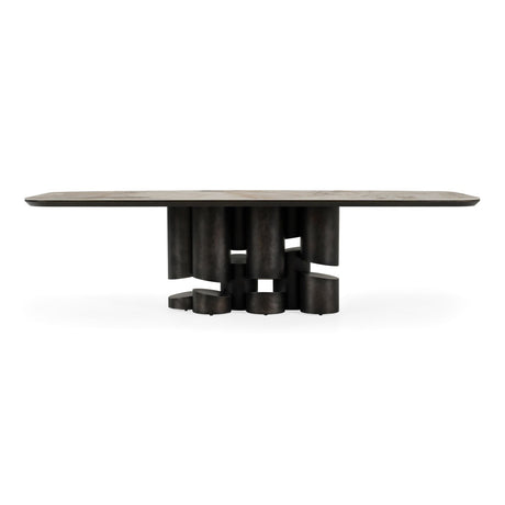 Modern European furniture - Gray Brass Oval Dining Table - www.oroa.com