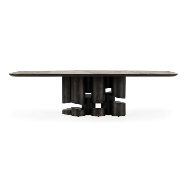 Modern European furniture - Gray Brass Oval Dining Table - www.oroa.com