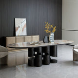 Modern European furniture - Gray Brass Oval Dining Table - www.oroa.com