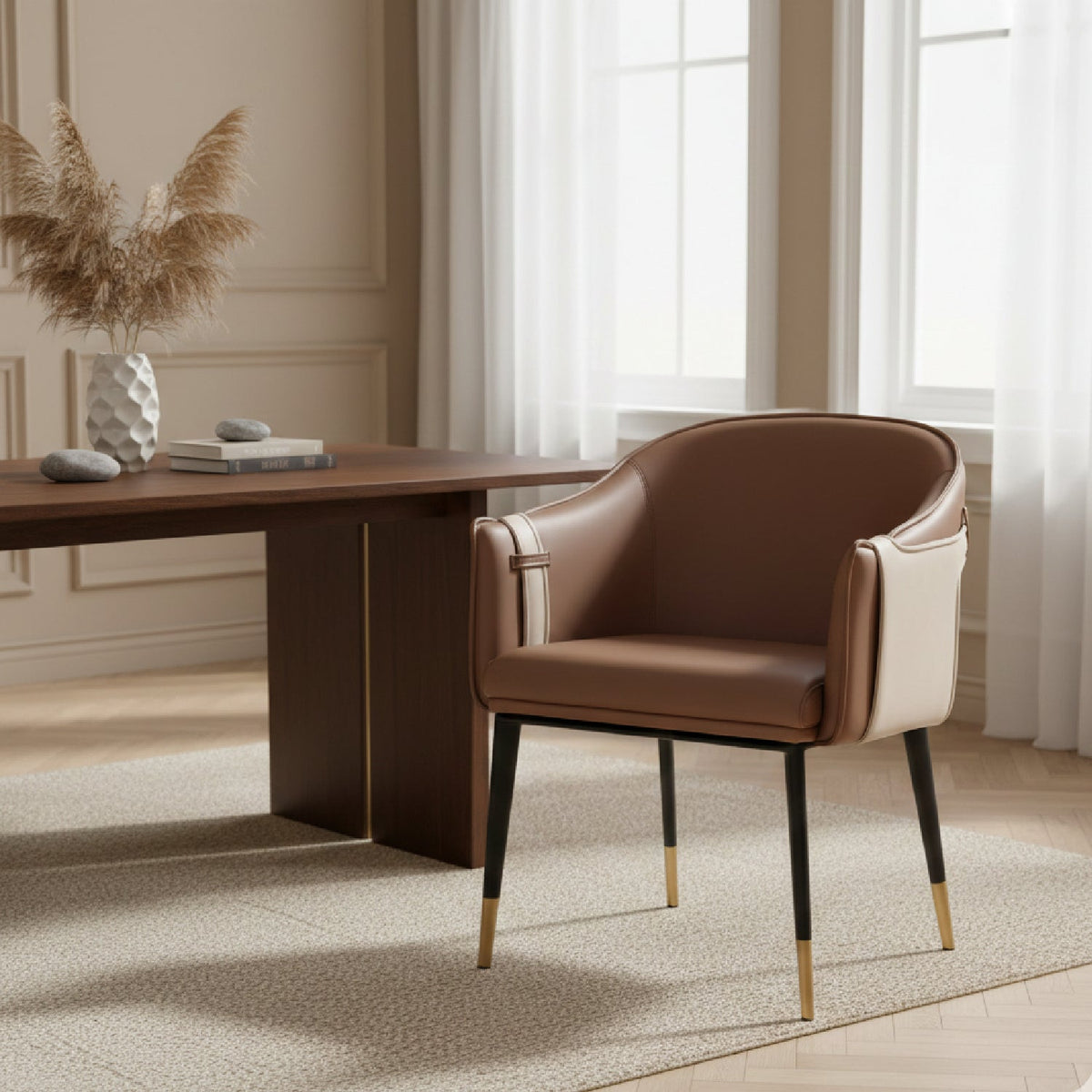 Two-Toned Vegan Leather Dining Chair | OROA Modern Calder