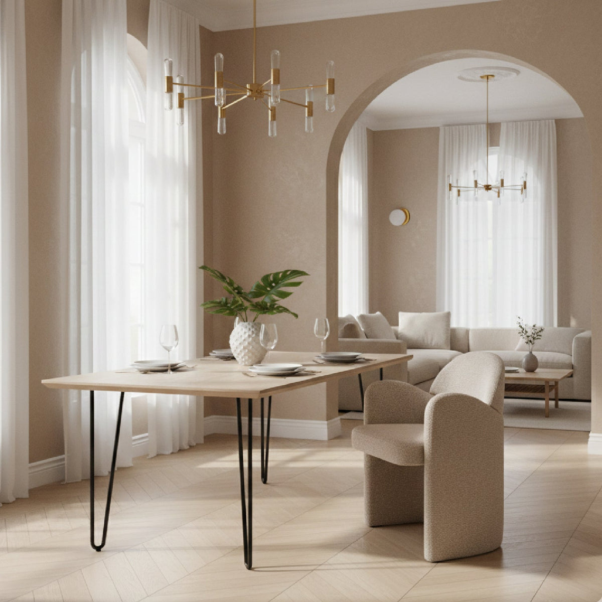 Beige Fabric Dining Chair | OROA Modern Ashley