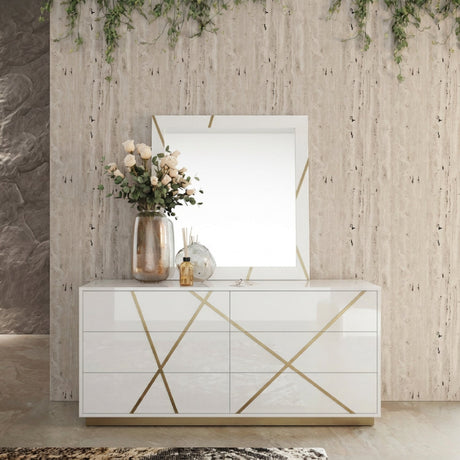 Glossy White 6-Drawer Dresser | OROA Modern Nixa