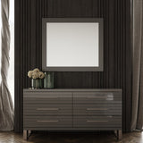 Gray Slatted 6-Drawer Dresser | OROA Modern Splendor