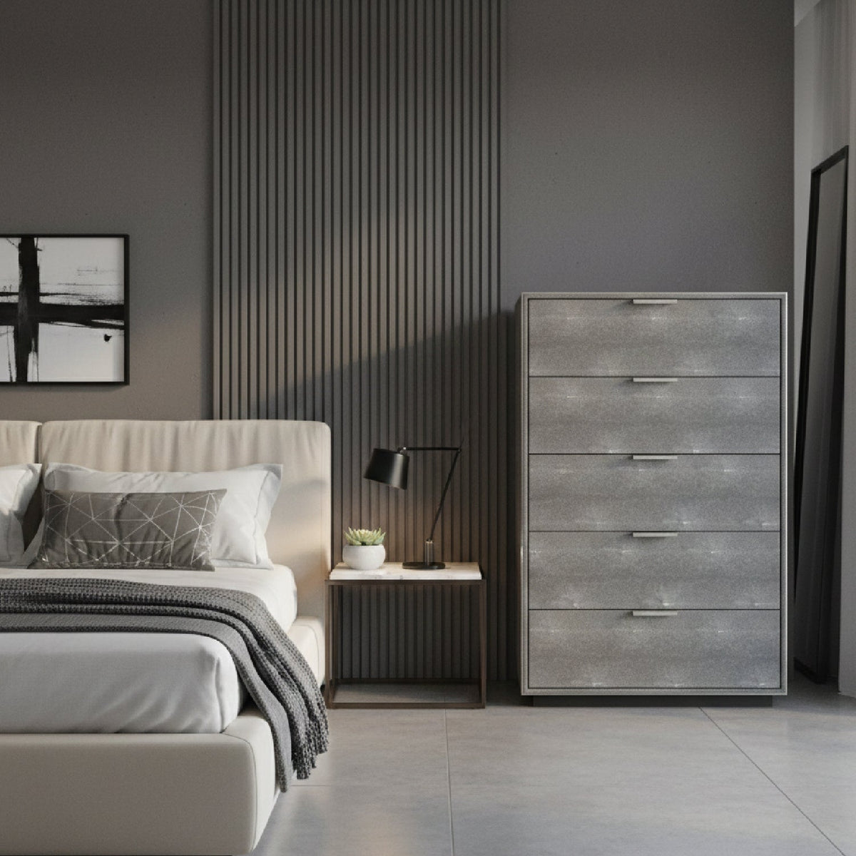 Dark Shagreen 5-Drawer Chest | OROA Modern Dynasty | Oroa.com