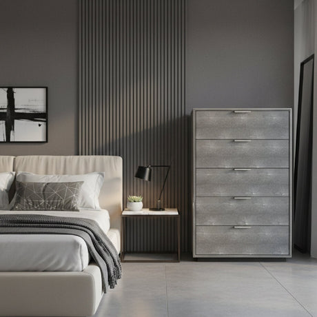 Dark Shagreen 5-Drawer Chest | OROA Modern Dynasty | Oroa.com