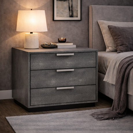 Dark Shagreen 3-Drawer Nightstand | OROA Modern Dynasty