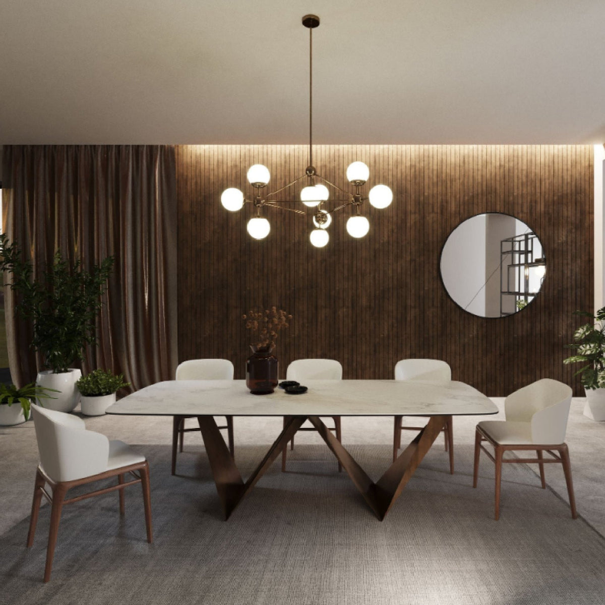 White Ceramic Dining Table | OROA Modern Melanie