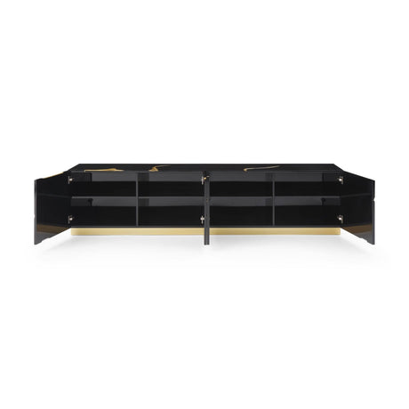 Black High Gloss & Gold TV Stand | OROA Modern Aspen | Oroa.com