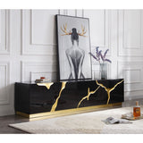 Black High Gloss & Gold TV Stand | OROA Modern Aspen | Oroa.com