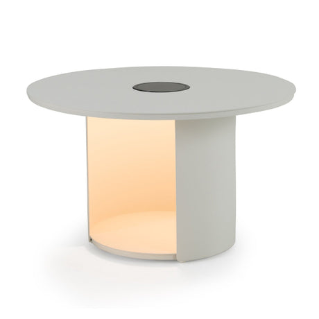 Outdoor White End Table with Solar Light M | OROA Modern Onza