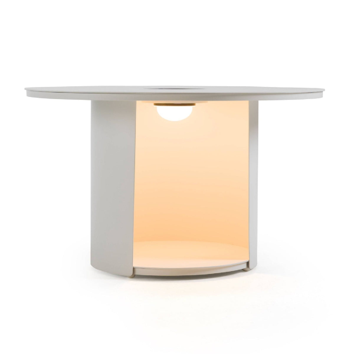 Outdoor White End Table with Solar Light M | OROA Modern Onza