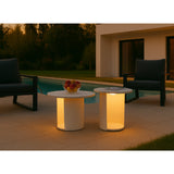 Outdoor White End Table with Solar Light S | OROA Modern Onza