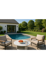 Round Outdoor White Coffee Table | OROA Modern Onza | Oroa.com