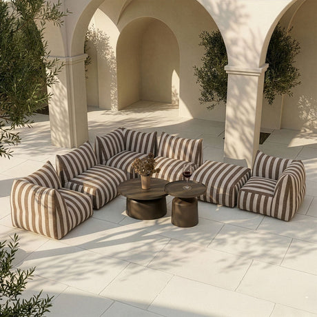 Brown Stripes Outdoor Ottoman | Oroa Modern Lanuza | Oroa.com