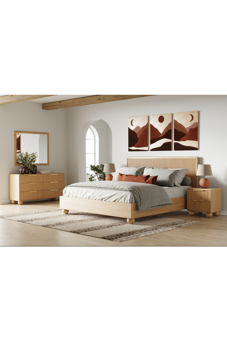 Fluted Oak 2-Drawer Nightstand | OROA Modern Winters | Oroa.com