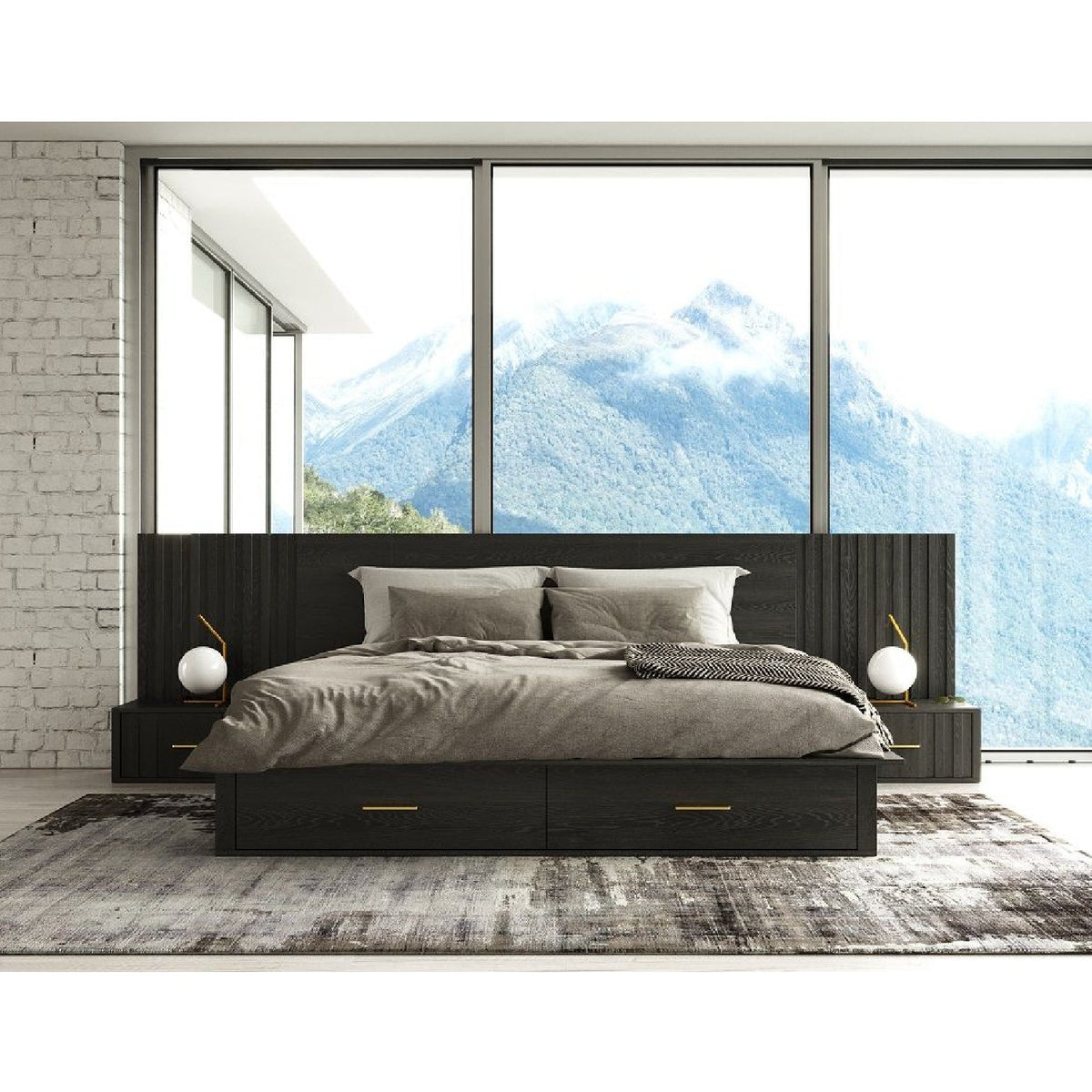 Dark Gray 2-Drawer Bed | OROA Modern Manchester | Oroa.com