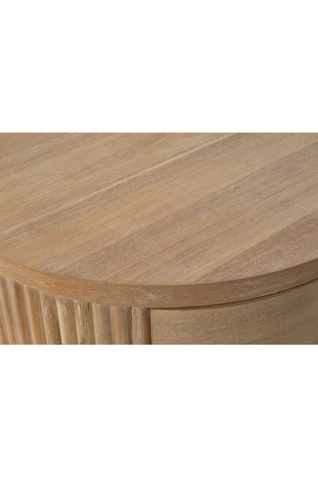 Ribbed Natural Acacia 2-Drawer Nightstand | OROA Modern | Oroa.com