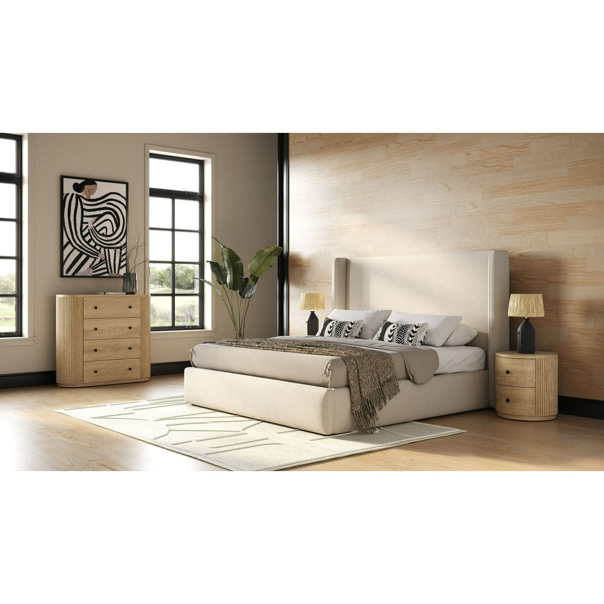 Ribbed Natural Acacia 4-Drawer Chest | OROA Modern Jacobson | Oroa.com