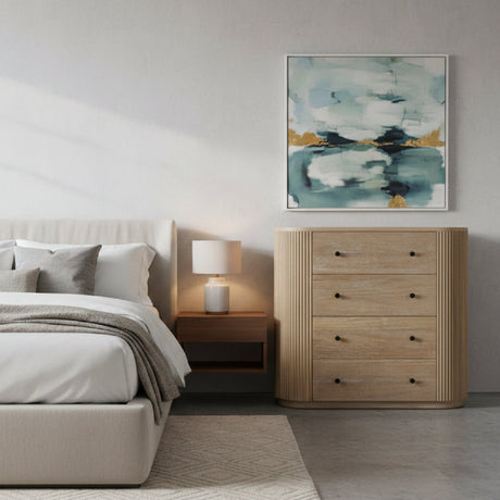 Ribbed Natural Acacia 4-Drawer Chest | OROA Modern Jacobson | Oroa.com