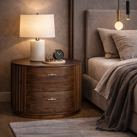 Solid Acacia 2-Drawer Nightstand | OROA Modern Fields