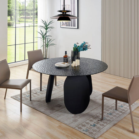 Round Gray Glass Dining Table | OROA Modern Maxine